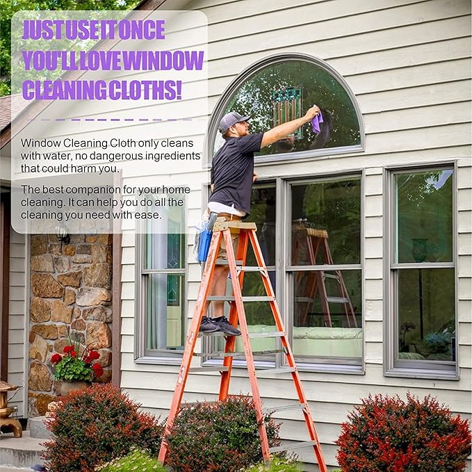 Longmann NΘrwex Basic Package Window Cleaning Cloth and EnviroCloth Glass Cloth, Cleaning Cloth, Streaks Schatches Free, Just Add Water (Purple 1 Pack, Grey 1 Pack)