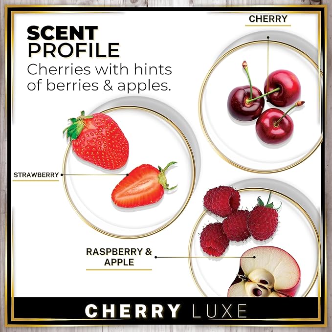 Urban Naturals Car Air Freshener Diffuser 3 Pack - Cherry Luxe Scent, 45+ Days Long Lasting Fragrance, Made in USA, Glass & Wood, Hanging Design + Vent Cip, Easy to Use