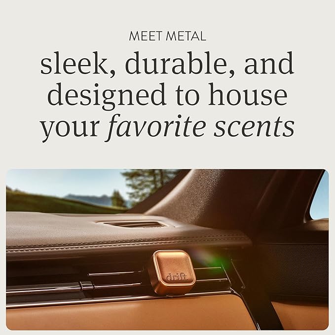 Drift Metal Vent Clip 3x Refills - Car Air Freshener - Scent Diffuser for Car - Metal Odor Eliminator - Teak