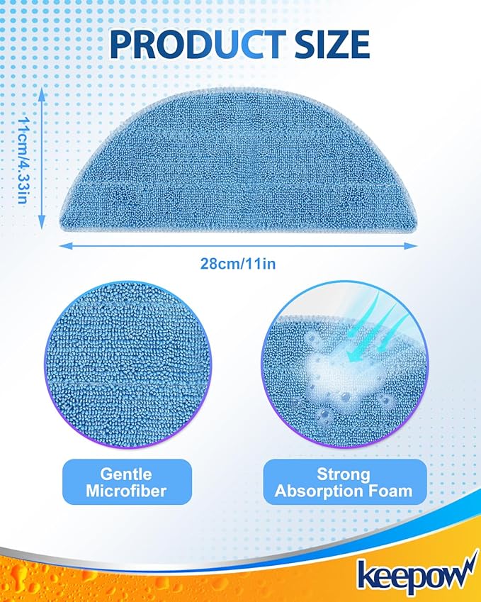 KEEPOW Vacuum Mop Replacement Pads Compatible with ILIFE V3/V3s/V5/V5s/V5s pro/V5s Pro 2/V5s Plus/Noisz S5 Pro/V9/V9 Pro Robot Vacuum Cleaner, 10 Pack