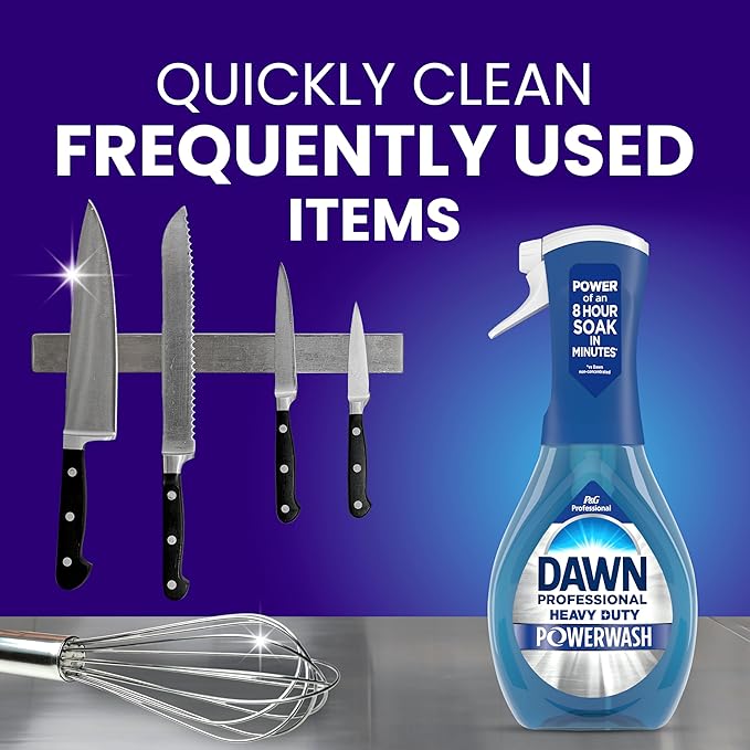 P&G Professional Dawn Powerwash Heavy Duty Dish Spray for Commercial Kitchens, Restaurants, and More, 16 oz (Pack of 6), with 1 Trigger