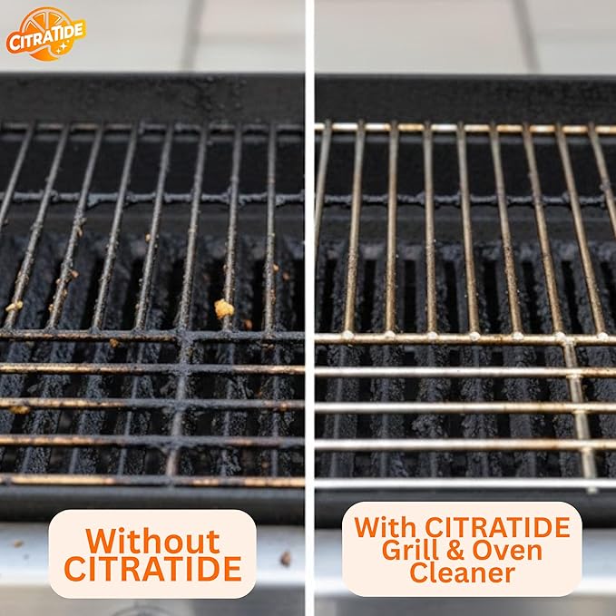Grill & Oven Cleaner Spray – Heavy Duty Plant-Based Citrus Degreaser Cleans and Degreases BBQ Cooking Grates and Racks, Pellet and Electric Smokers– Non-Toxic, USA Made (32 fl oz)
