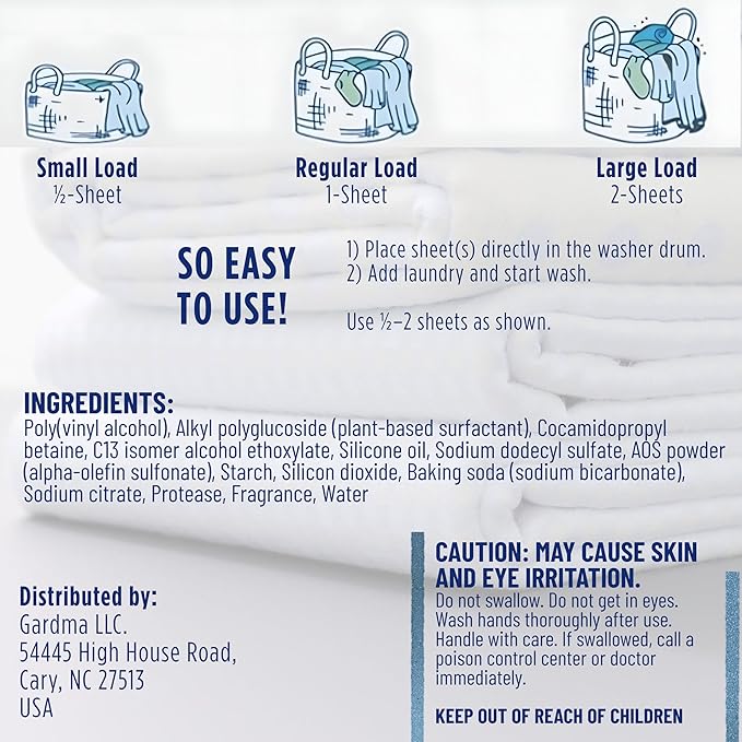 Laundry Detergent Sheets Fresh Linen Scent (Laundry Eco Sheets - Fresh Linen Scent-3 Packs)