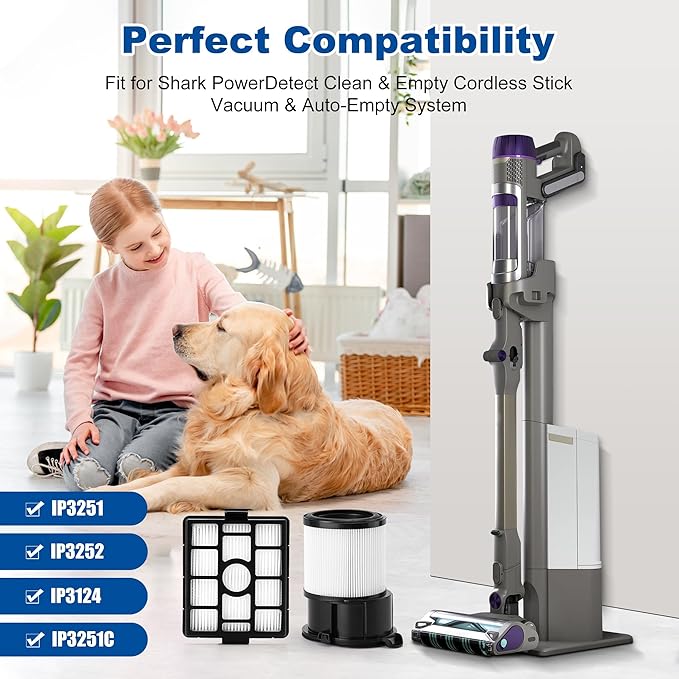 IP3251 IP3252 IP3124 HEPA Filter Replacement Compatible with Shark IP3251 Cordless PowerDetect Clean Empty Lightweight Stick Vacuum and Shark IP3251C PowerDetect Auto Empty System Dock (2 Pack)