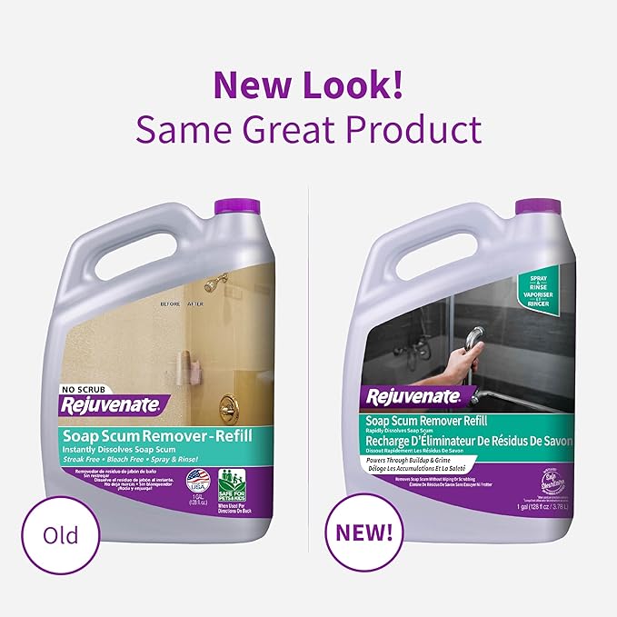 Rejuvenate Soap Scum Remover Refill Easily Dissolves Soap Scum Without Scrubbing, 1 Gallon, 2 Pack