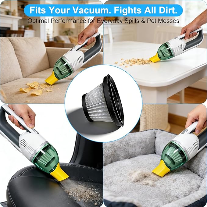 8-Pack HEPA Filter Compatible with Duck Cordless Vacuum Cleaner As Seen on TV, Washable and Reusable Replacement Filter for Duck Vac, Restore Strong Suction Power