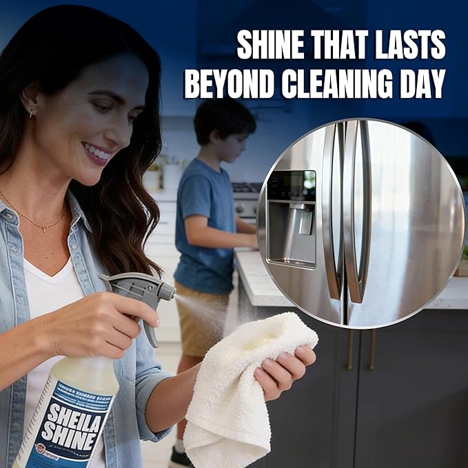 Sheila Shine 1 Quart Stainless Steel Cleaner and Polish - Cleans, Polishes & Protects Kitchen Appliances, Refrigerators, Sinks, Ovens & Grills - Spray & Polish Stainless Steel Cleaner