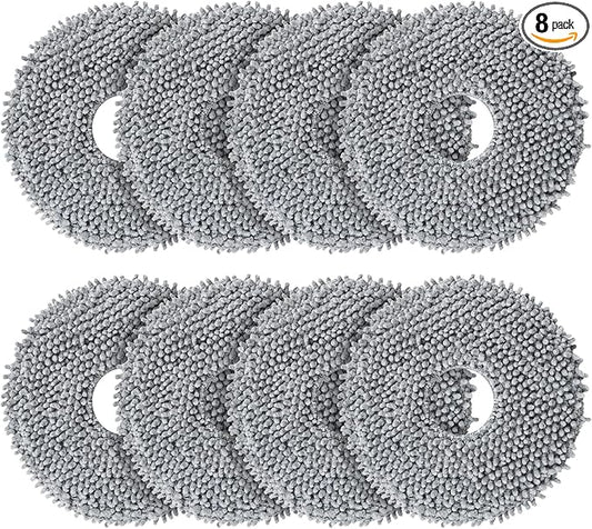 8 Pack Mop Pads for Roborock QV 35A/Saros 10R/Q Revo/Qrevo S/Qrevo Pro/Qrevo Plus/Qrevo Master/Qrevo Slim/Qrevo Curv/Qrevo Edge Robot Vacuum Cleaner, Spin Cleaning Pads Replacement Accessories Set