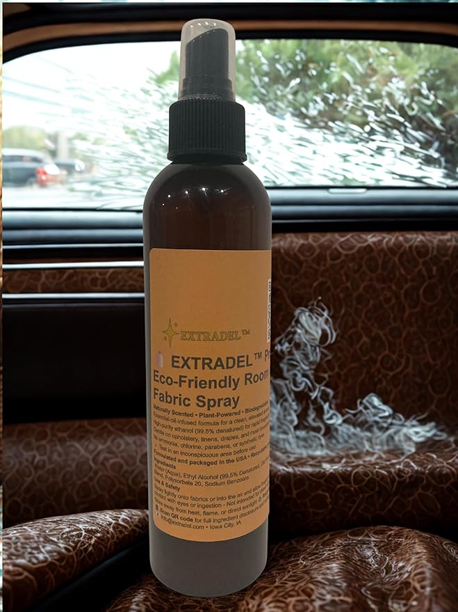 EXTRADEL™ Eco-Friendly Room & Fabric Freshener, Plant-Based, Essential Oil Scent, Biodegradable (Orange & Cedarwood Blend) 8 fl oz