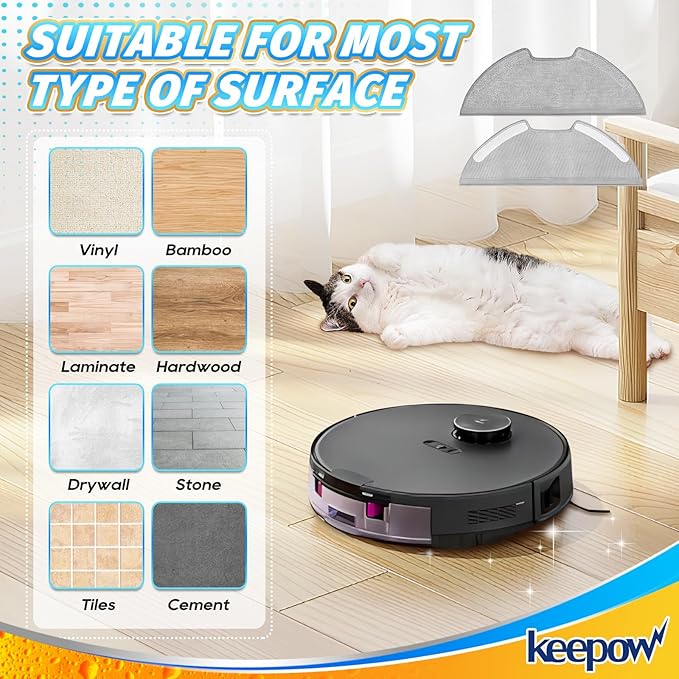 12PCS Vacuum Accessories Compatible with Eureka E10s E20 Plus Robot Vacuum Cleaner Mop Pads Robotic Microfiber Cleaning Cloth E10s Washable Reusable Replacement Parts