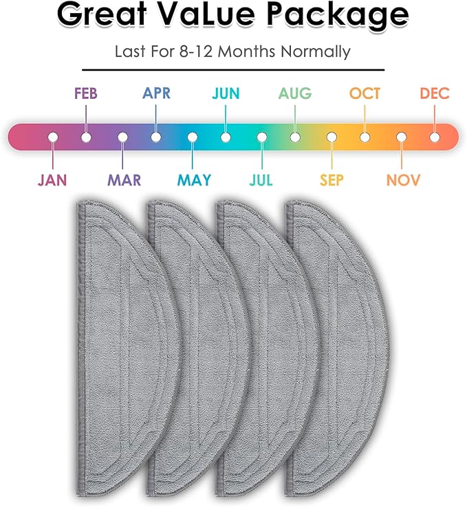 (4 Pack) Q10S5, Q10S5+ Mop Pads Compatible with Roborock Q10 S5/ Q10 S5+ Robot Vacuum Cleaner, Washable Mop Cloth Accessories Kit, Q10S5/ Q10S5+ Mop Pad Refill, Replacement Parts