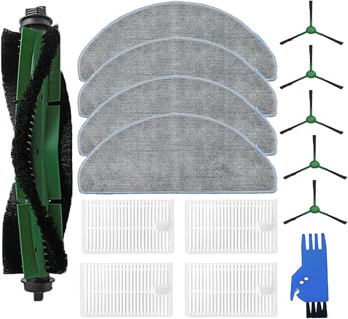 Replacement Kit for iRobot Roomba Combo Essential Y0140, Y0110, Y0112, Q0120 Robot Vacuum Cleaner, Essential Y0140 Accessories,1 Main Brush, 4 HEPA Filters, 4 Mop Pads,5 Side Brushes