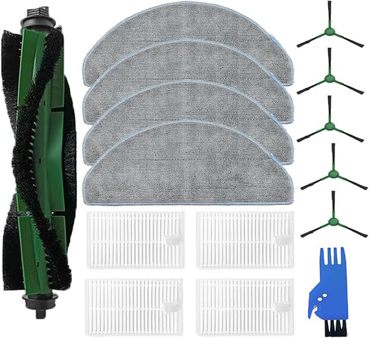 Replacement Kit for iRobot Roomba Combo Essential Y0140, Y0110, Y0112, Q0120 Robot Vacuum Cleaner, Essential Y0140 Accessories,1 Main Brush, 4 HEPA Filters, 4 Mop Pads,5 Side Brushes