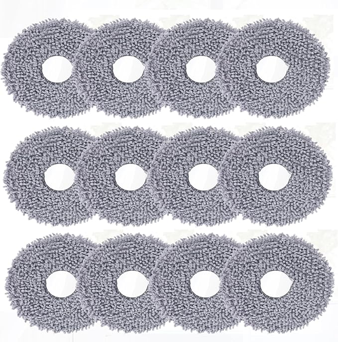 Microfiber Mop Pads for Roborock Q Revo/Qrevo S/Qrevo Pro/Qrevo Slim/Qrevo MaxV/Qrevo Master/Qrevo Plus/Qrevo Edge/Qrevo Curv/Saros Z70 Robot Vacuum Cleaner - Mop Head Replacement Accessories - 12Pcs