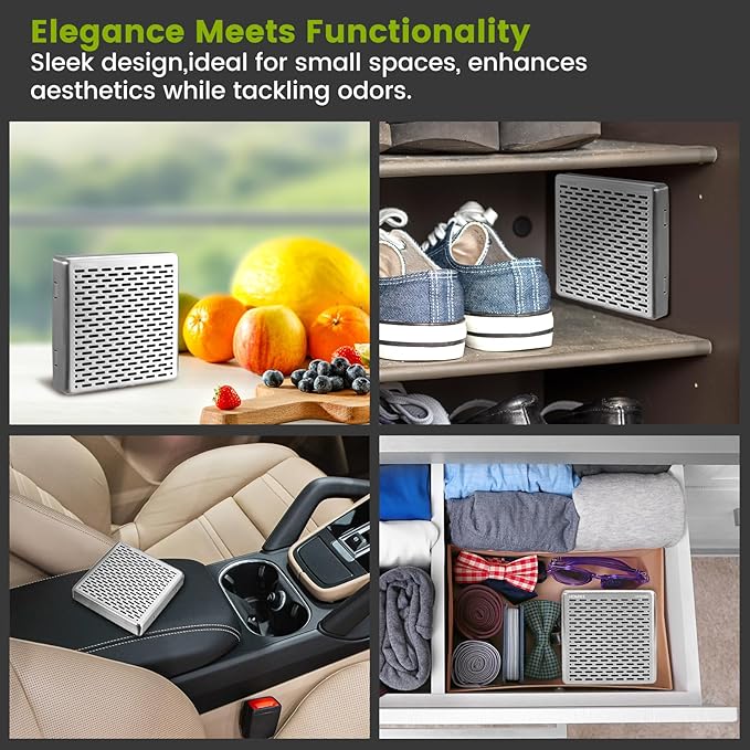 Refrigerator Deodorizer,10 Years Long Fridge Odor Eliminator,Car Air Freshener,Closet Odor Absorber,Outperforms Baking Soda and Bamboo Air Purifying Bags，Stainless Steel