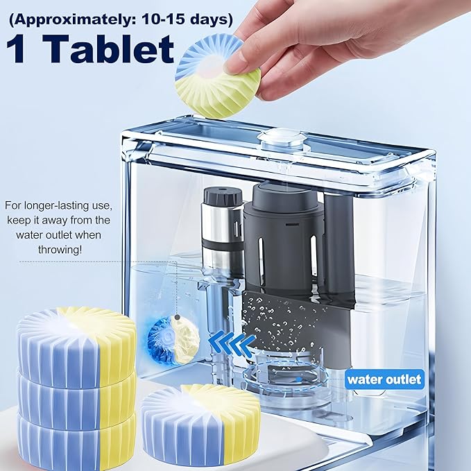 Automatic Toilet Bowl Cleaner Tablets, 10 Pack Long-Lasting Toilet Tank Cleaner for Bathroom, Blue Water Freshener, Prevents Stains & Odor, Safe for All Toilets - 10 Pack (Yellow+Blue)