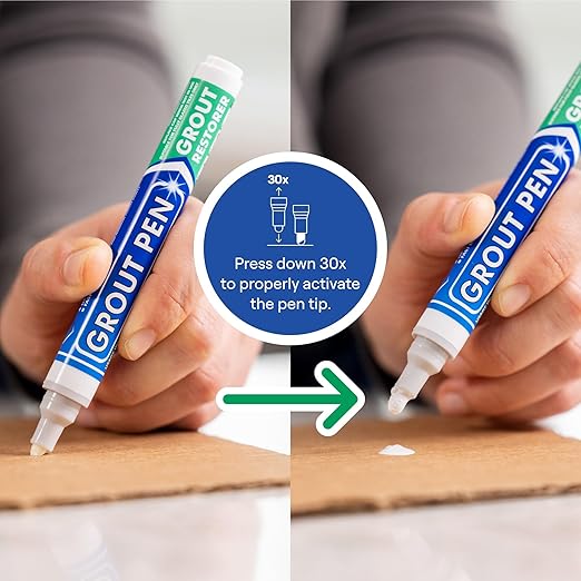Grout Pen Tile Paint Marker: Waterproof Grout Paint, Tile Grout Colorant and Sealer Pen - Winter Grey, Narrow 5mm Tip (7mL)