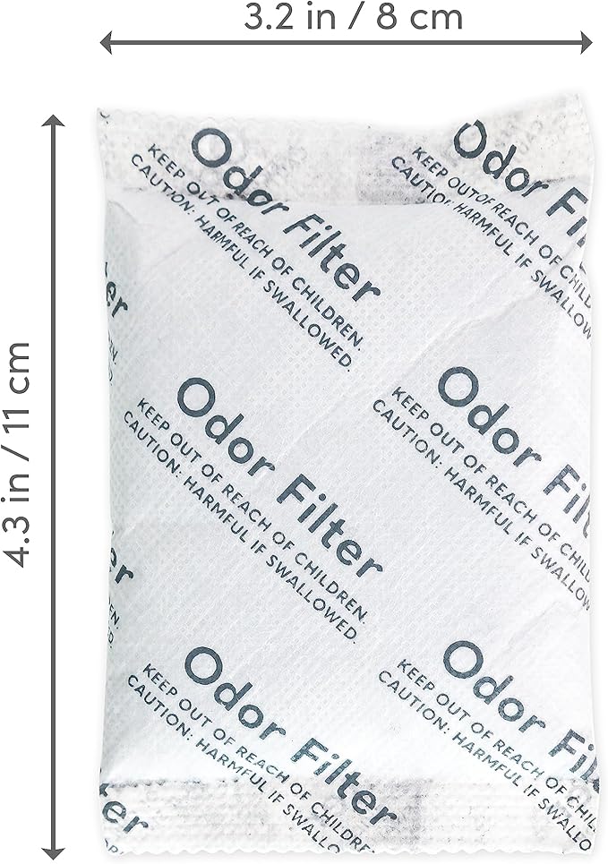 QUALIAZERO Natural Activated Carbon Charcoal Odor Absorber Filter | Eliminator Deodorizer Air Purifying Freshener Refill Bag | For Trash Can, Fridge, Shoes, etc.. | Made with Coconut Shell (3 PACK)