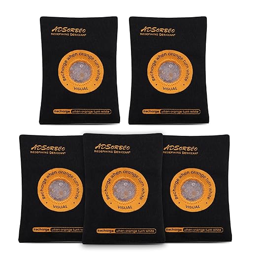 ADSorbco 100 Gram (5 Pack) Rechargeable Desiccant Packs for Storage, Rechargeable Silica Gel Packets, Color Indicating Desiccant Packs for Suitcase, Storage Bins, 3D Filaments, Electronics, Cars