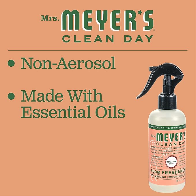 Mrs. Meyer's Clean Day Room Freshener Spray Bottle, Geranium Scent, 8 Fl oz (Pack of 1)
