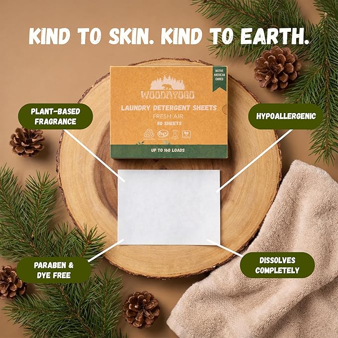 Laundry Detergent Sheets – Eco-Friendly, Hypoallergenic, Plant-Based Detergent for Sensitive Skin, Recycled Packaging, Liquid-Free Travel-Friendly Laundry Soap Strips (Up to 160 Loads, 80 Sheets)