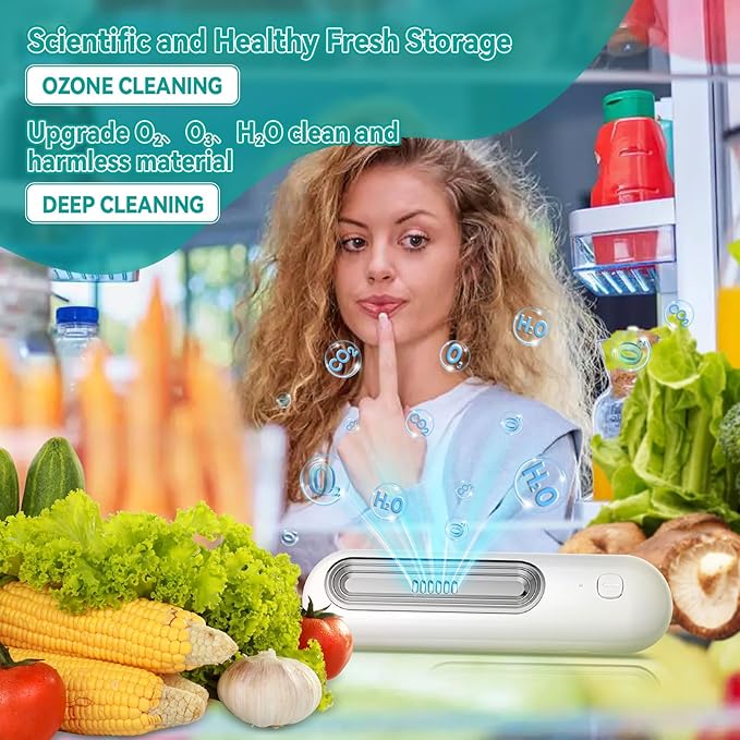 JOJOCY Fridge Deodorizer, USB Rechargeable 2 Modes, Reusable, Antifreeze Design, Effective Odor Eliminator for Fridge, Freezer, Car, Wardrobe, Cabinet