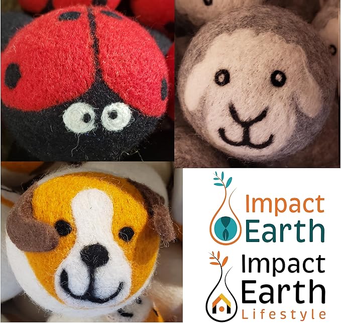 Lifestyle Cute Animal Wool Dryer Balls, Set of 3