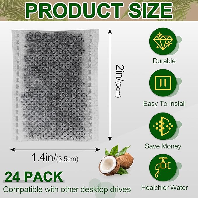 (24 Pack) Distiller Filters – Activated Charcoal Carbon Sachets for Megahome & Countertop Water Distillers
