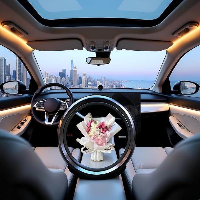 Fresh Flowers Mini Dried Flowers Bouquet for Car Air Vent Clips, Car Air Outlet Perfume Decoration, Air Fresheners Interior Accessories,Automotive Air Fresheners Pink (White, Random fragrance)