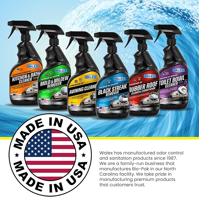 Walex Premium RV/Marine Toilet Bowl Cleaner - Naturally Derived Formula, Safe Plastic & Ceramic Toilets, Powerful Cleaning for Stains & Deposits, Septic Safe, Refreshing Lavender Fragrance, 32 oz