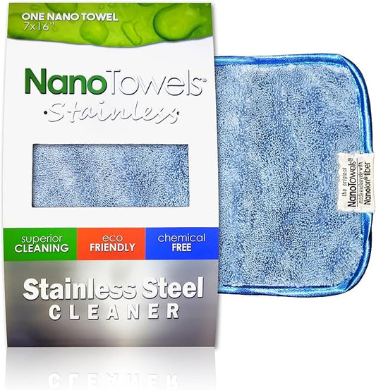 Stainless Steel Cleaner | The Amazing Chemical Free Stainless Steel Cleaning Reusable Wipe Cloth | Kid & Pet Safe | Nano Blue 7x16 (1 pc)
