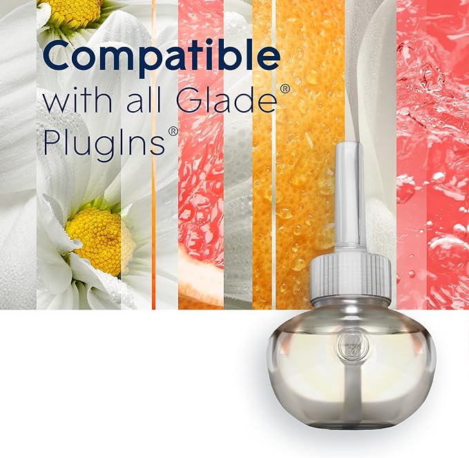Glade PlugIns Refills Air Freshener Starter Kit, Scented and Essential Oils for Home and Bathroom, Joyful Citrus & Daisies 4.02 Fl Oz, 2 Warmers + 6 Refills