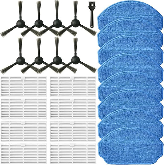 BR151 Robot Vacuum Replacement Parts, Compatible with MAMNV BR151,ZCWA BR151,XIEBro BR151,iMartine BR151,ONSON BR151,MANVN BR151,ZC WAS BR151,MANVINS G20,Kilgone G20,8ea:Mop Pad,HEPA Filter,Side Brush