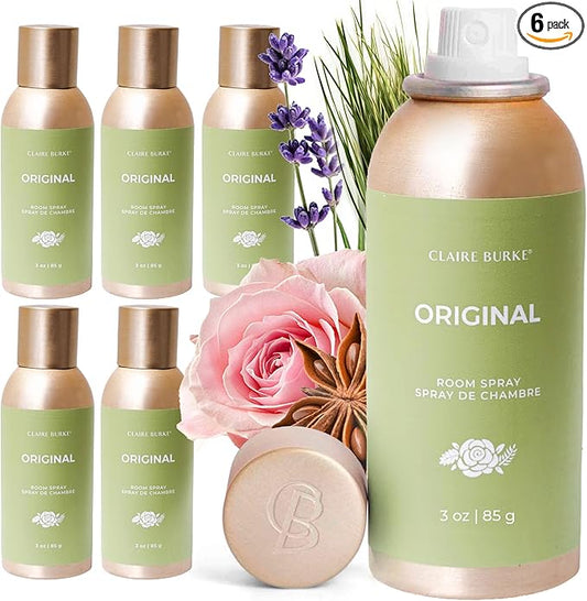 Claire Burke Original Scent Room Spray, 3 oz (Pack of 6) - Fresh Home Fragrance & Air Freshener, Natural Scent Home Fragrance, Long Lasting Natural Air Freshener