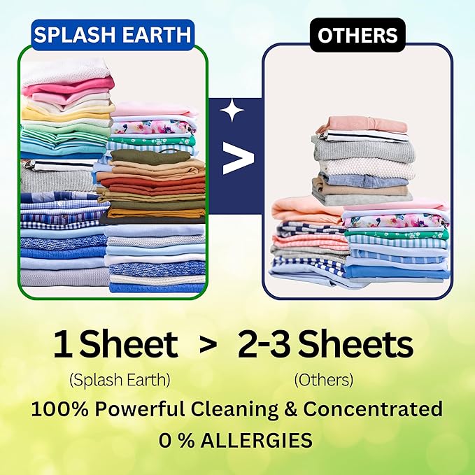 Laundry Detergent Sheets - Eco Friendly Hypoallergenic Laundry Sheets Detergent for Sensitive Skin, Recycled Packaging Stain Fighting Natural Plant-Based Smell (up to 96 Loads)