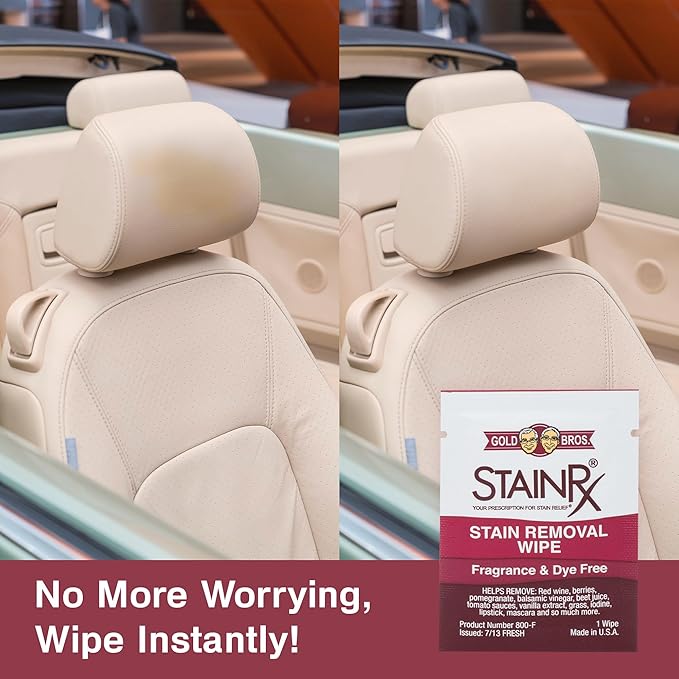 18 Pack Stain Remover Wipe – Travel Wipes for Clothes, Carpet, Upholstery, & Laundry, Instant Removal of Stubborn Red Wine, Blood, Coffee - Everyday Stains, Pocket Stain Treater Towelettes