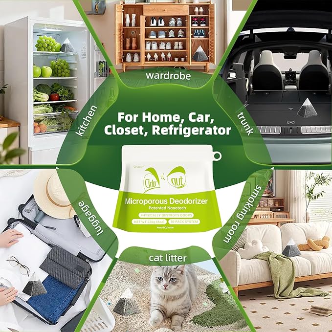 Activated Charcoal Odor Absorber 10 Pack (10 * 20g), Natural Air Purifying Bags, Refrigerator Deodorizer, Shoe & Closet Odor Eliminator, Reusable Non-Toxic Air Freshener for Home Car Basement
