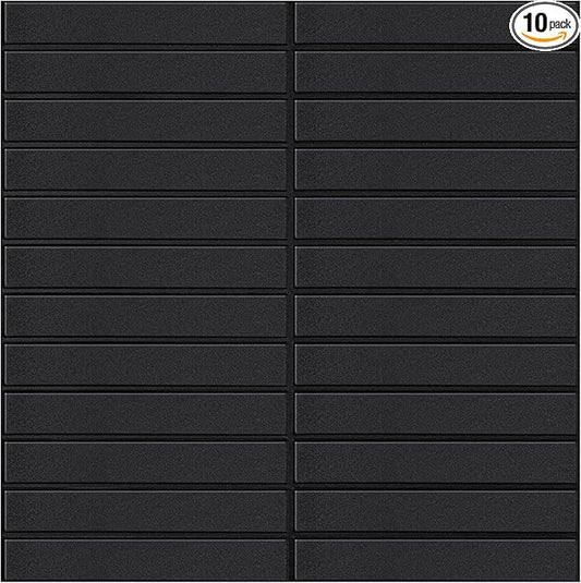 Peel and Stick Finger Tiles for Kitchen, Premium Large Design Matte Black Tiles Stick on Backsplash for Bathroom, Kitchen, RV, Etc竊?0-Sheet,12''횞12''竊?