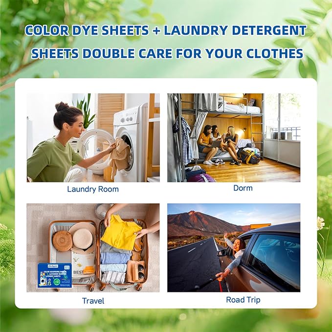 2-in-1 Laundry Detergent Sheets & Color Catcher Sheets, 840 Loads Mega Pack, Fast Dissolve Hypoallergenic Stain Remover - No Color Bleeding Fresh Lavender Scent for Home Dorms Travel