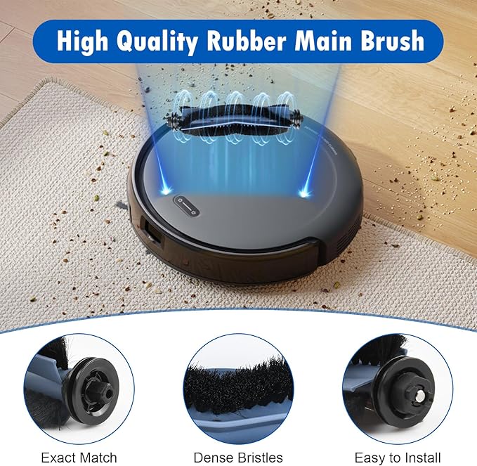 20 Pack Replacement Accessories Compatible with eufy C10 Robot Vacuum Cleaner, 2 Main Brush 6 Sidebrush 4 Filter 6 Dust Bag 1 Cleaning Brush 1 Screwdriver