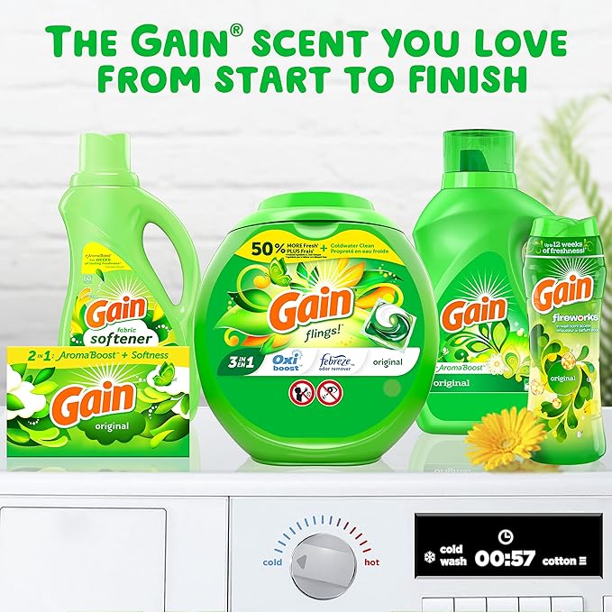 Gain Dryer Sheets Fabric Softener, Original Scent | 240 Count | Pack of 2