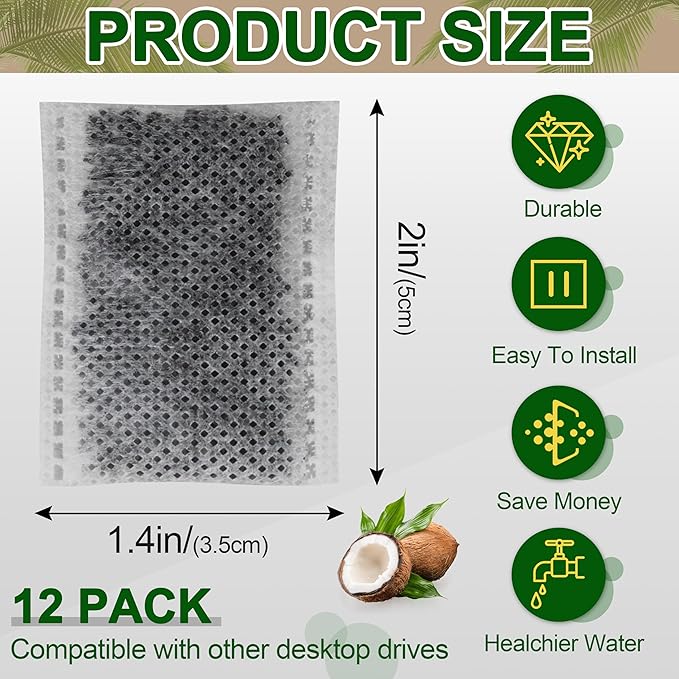(12 Pack) Distiller Filters – Activated Charcoal Carbon Sachets for Megahome & Countertop Water Distillers