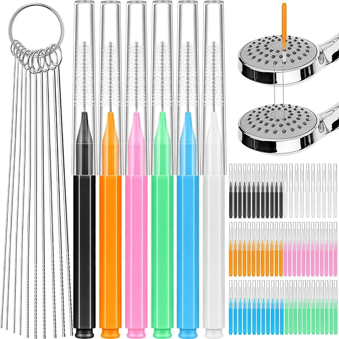 80 Pcs Multisize Shower Head Cleaner Tool, 70 Pcs Shower Head Cleaning Brush Picks for Unclogging Small Hole,10 Pcs Showerhead Clogger Removal with Storage Box for Household Bathroom(Colorful)