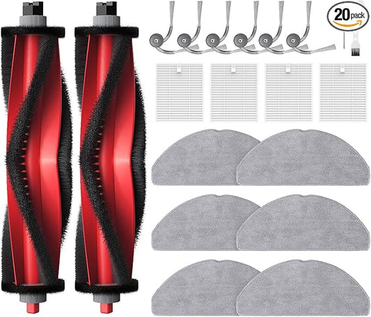 Replacement Parts Accessories Compatible with Roborock Q7 M5+/ Q7 M5/ Q7 L5/ Q7 L5+ Robot Vacuum Cleaner, 2 Roller Brushes, 6 Mop Pads, 6 Side Brush, 4 Filters, 1 Cleaning Brush & 1 screwdriver