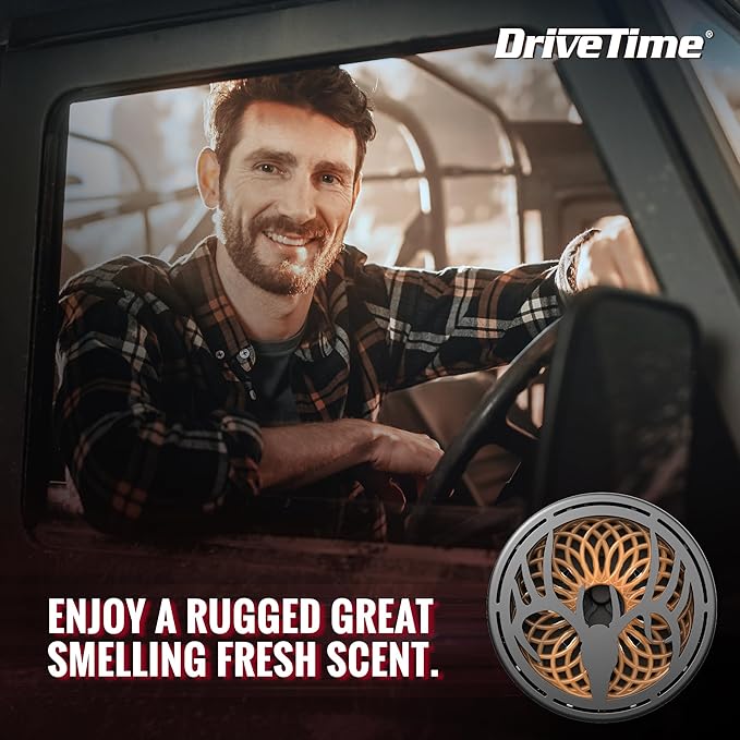 Drive Time Truck Puck High Range Cedar Fragrancee Car Air Freshener – Long-Lasting Car Deodorizer, Refillable Vent & Visor Clip Auto Air Freshener for Car, Truck & SUV, Premium Fragrance, Pack of 3