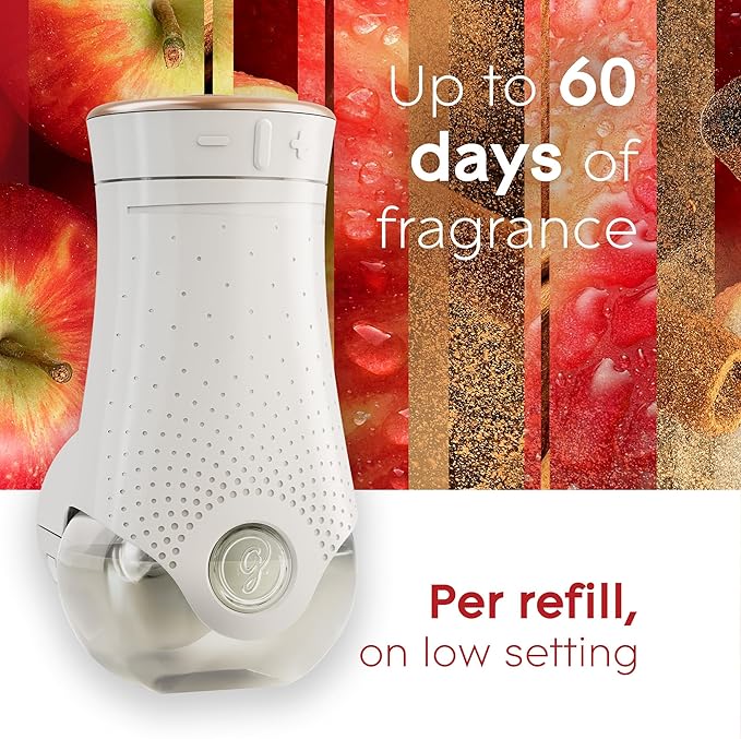 Glade PlugIns Refills Air Freshener Starter Kit, Scented and Essential Oils for Home and Bathroom, Apple Cinnamon, 3.35 Fl Oz, 1 Warmer + 5 Refills