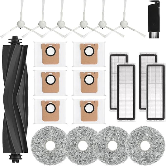 21 Pcs Replacement Parts Compatible for Dreame L10 Ultra / L10s Ultra Robot Vacuum Accessories Kit, 1 Main Brush, 4 HEPA Filters, 6 Dust Bags, 4 Mop Pads, 6 Side Brushes