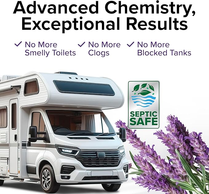 Camco TST MAX RV Toilet Treatment Drop-INs - Control Unwanted Odors and Break Down Waste and Tissue - Septic Tank Safe - Lavender Scent - 30-pack (41553)