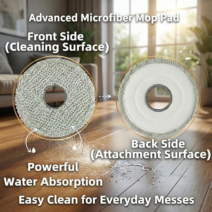 6-Pack Microfiber Mop Pads Compatible for Dreame L10s Ultra/ L10s Ultra Gen 2/ L10s Pro Ultra Heat/ L20 Ultra/ L40 Ultra Gen 2/ L40s Ultra CE/ L50 Ultra/ X40 Ultra / X50 Ultra/GoVac 508/400 Parts