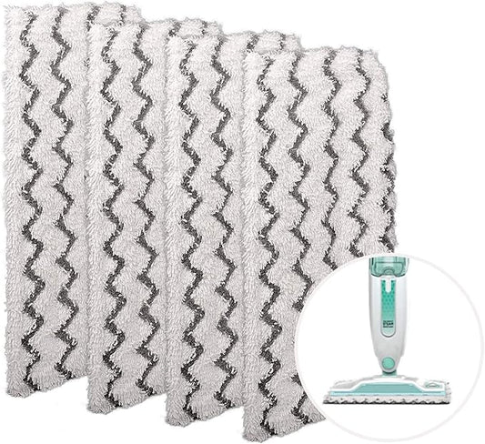 F Flammi 4-Pack Microfiber Mop Pads Refills Compatible with Shark Steam Mop S1000 S1000A S1001C S2001, Washable & Reusable Replacement Pads for Hardwood, Tile, and Stone Floors